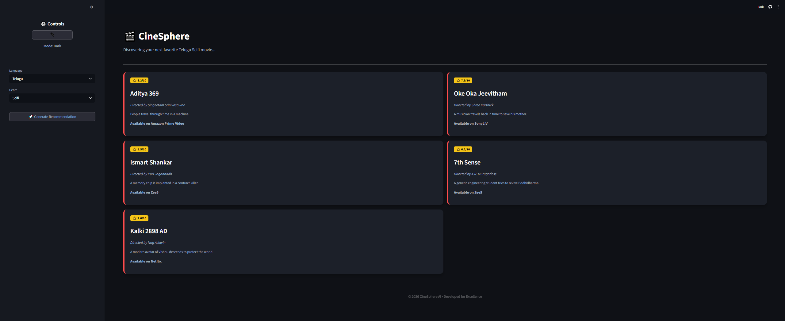 CineSphere Dark Theme
